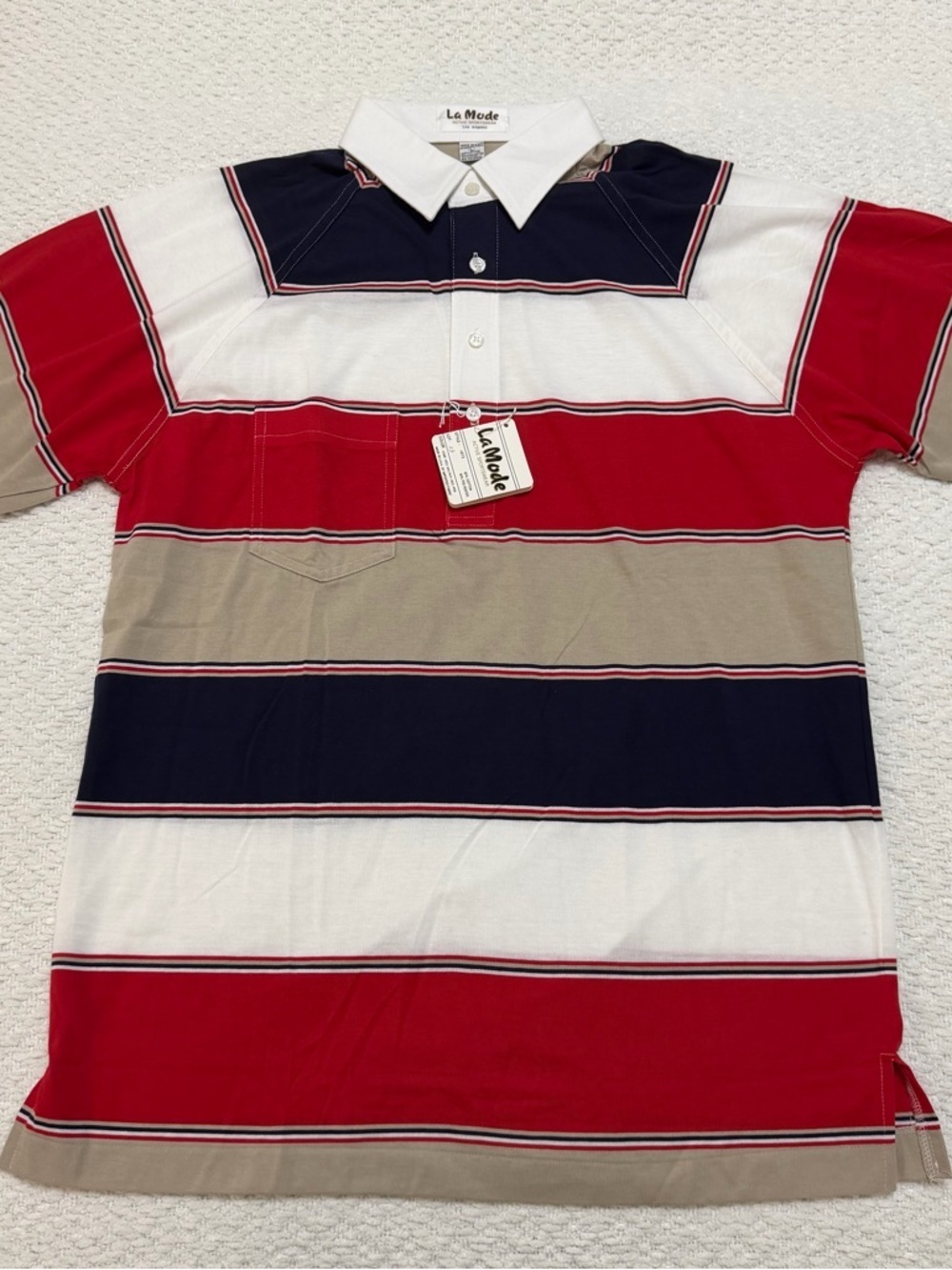 Vintage La Mode Sportswear Stripe Polo Shirt Men’s Size Large NWT
